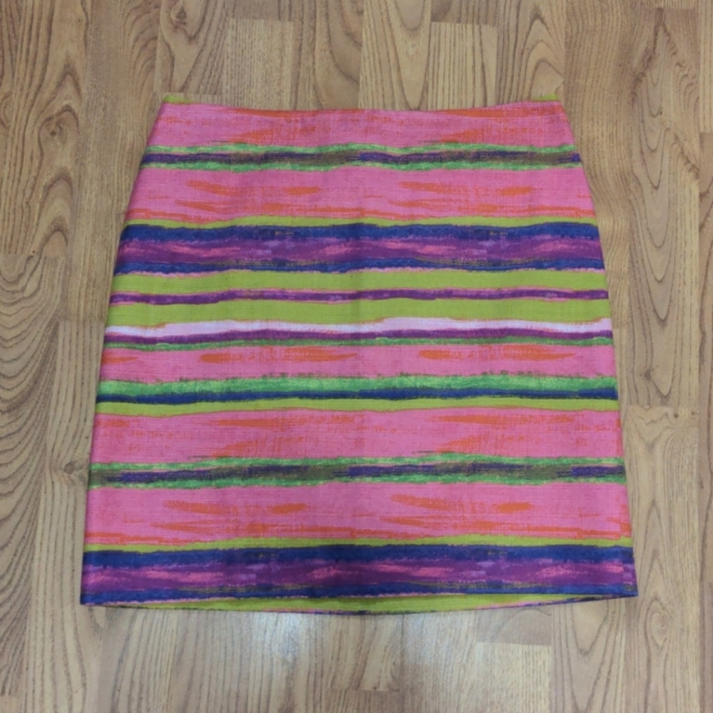 Ann Taylor Striped exposed zipper skirt